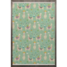 Bespoky 80x300 cm Yeşil Yıkanabilir Halı | Mutfak Yolluk Halısı | Leke Tutmayan, Kaymaz | F_CHİLD-1011
