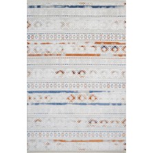 Sirwell Yöresel Lacivert Akrilik Dikdörtgen Modern Desenli Akrilik Hav Vermeyen Leke Tutmayan Kolay Temizlenen Yumuşak Makine Salon Yolluk Mutfak Halı