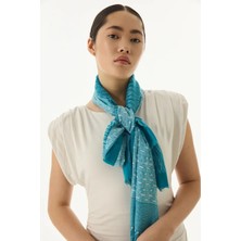 Aria Çizgi Desen Petrol Yeşil Pamuklu Şal