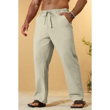 Ghassy Co. Erkek  Cotton Muslin Keten Karışım Rahat Ultra Hafif Ev Içi/dışı Keten Pantolon