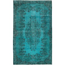 Atina Mavi Eskitme Yün Modern Desenli Yün Hav Toz Vermez Leke Tutmayan Salon Yolluk Mutfak El Dokuma Halı