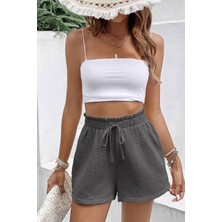 Ghassy Co. Kadın  Cotton Müslin Tatil Ev Içi/dışı Kullanım Cepsiz Beli Bağcıklı Şort
