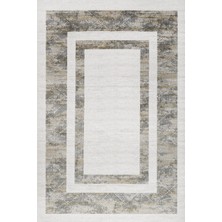 Hali.Net Krem Çizgili Modern Geometrik Yıkanabilir Halı | Salon Yolluk Halısı | Leke Tutmayan Kaymaz Taban Kaymaz Yıkanabilir
