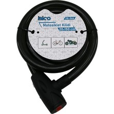 Anahtarlı Aç-Kapa Kilit Kapaklı Motor - Bisiklet Kilit Çelik Tel Siyah Şeffaf Kılıf 20MMX150CM (4741)