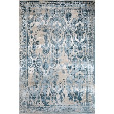 Hali.Net 100x300 cm Mavi Bej Bitkisel Klasik Eskitme Halı | Mutfak Yolluk Halısı | Hav Vermez Leke Tutmaz | ARTEMİS_INSPİRATİON-650B
