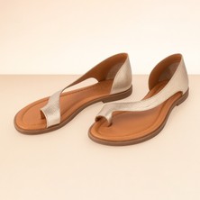 Lisa Hakiki Deri Şerit Detaylı Rahat Sandalet