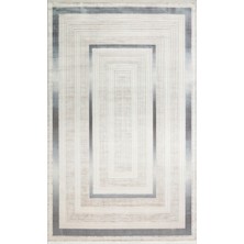 Ubangi Çerçeveli Mavi Viskon Dikdörtgen Modern Desenli Akrilik Hav Vermeyen Leke Tutmayan Kolay Temizlenen Yumuşak Makine Salon Yolluk Mutfak Halı