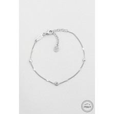 Italyan Minimal 18 Ayar Beyaz Altın Kaplama 19 cm Gümüş Bileklik
5