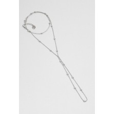 Minimal Tasarım 18 Ayar Beyaz Altın Kaplama 39 cm Gümüş Şahmeran