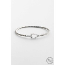 Italyan Viva 18 Ayar Sarı Altın Kaplama Gümüş Kelepçe Bileklik