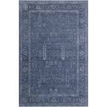 Shiraz SHR03 Navy Vintage Desenli Sıcak Renk Tonlarına Sahip Yumuşak Tuşeli Makine Halısı