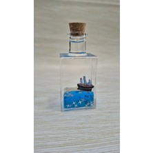 Mavi Şişe Su Cam Akvaryum Batmayan Gemi