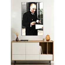 Mustafa Kemal Atatürk Portresi Cam Tablo, Darbelere Dayanıklı Kırılmaz Cam, Hediyelik