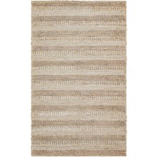 Hali.Net 80x150 cm Gri Bej Dokulu Doğal Çizgili Halı | Salon Mutfak Halısı | Hav Vermez Leke Tutmaz | Hav Vermez Leke Tutmaz