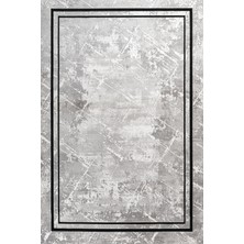 Bespoky 100x150 cm Gri Açık gri Soyut Modern Çizgisel Yıkanabilir Halı | Yatak Odası Mutfak Halısı | Leke Tutmayan, Kaymaz | KRM_DARK-DK006G