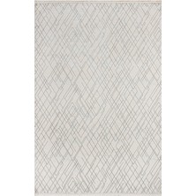 Hali.Net 80x150 cm Krem Çizgili Modern Soyut Geometrik Halı | Salon Mutfak Halısı | Hav Vermez Leke Tutmaz | 1067-CREAM