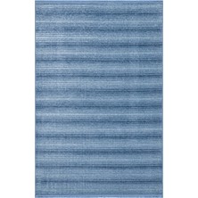 Mistflower Çizgili Mavi Pamuk Dikdörtgen Modern Desenli Akrilik Hav Vermeyen Leke Tutmayan Kolay Temizlenen Yumuşak Makine Salon Yolluk Mutfak Halı