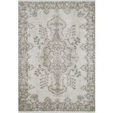 Hali.Net 80x150 cm Yeşil Bej Bitkisel Vintage Geleneksel Halı | Salon Mutfak Halısı | Hav Vermez Hipoalerjenik | HALN-HLN1689