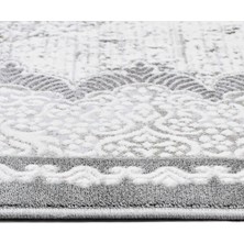 Bespoky 80x150 cm Gri Akik Klasik Yıkanabilir Halı | Mutfak Balkon Yatak Odası Halısı | Leke Tutmayan Kaymaz | AKİK-4169GR