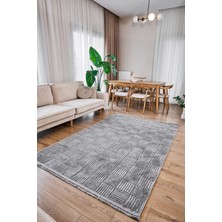 Hali.Net 95x150 cm Gri Modern Klasik Çerçeveli Halı | Mutfak Balkon Salon Halısı | Hav Vermez Leke Tutmaz | 6824-GRİ