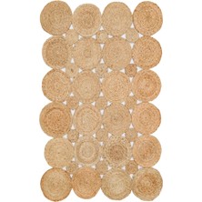 Liezen Modern Krem Jüt Dikdörtgen Modern Desenli Akrilik Hav Vermeyen Leke Tutmayan Kolay Temizlenen Yumuşak Makine Salon Yolluk Jüt Halı