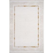 Sunlit Çerçeveli Gold Örgü Dikdörtgen Modern Desenli Akrilik Hav Vermeyen Leke Tutmayan Kolay Temizlenen Yumuşak Makine Salon Yolluk Mutfak Halı