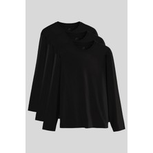 Standart Fit Basic O Yaka  3lü Paket Siyah Erkek T-Shirt  87997