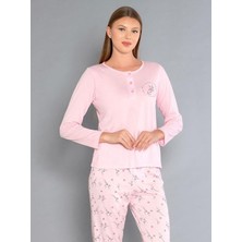Uzun Kollu Patlı Pijama Takımı - Yazlık Çiçek Desenli Yumuşak Milan Kumaş - Poppy 59-02 (M, L, Xl, Xxl)