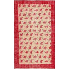 Bespoky 153x251 cm Bej Bitkisel Vintage Yaprak Halı | Salon Yatak Odası Halısı | UNİQUE-17214