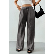 Ghassy Co. Kadın %100 Cotton Müslin Ultra Hafif Palazzo Model Geniş Paça Keten Karışım Pantolon
