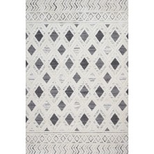Hali.Net 80x150 cm Gri Krem Elmas Modern Geometrik Yıkanabilir Halı | Salon Mutfak Halısı | Leke Tutmaz Hipoalerjenik | CREA_SERİSONU-SN2