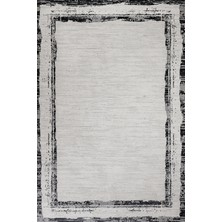 Hali.Net 80x150 cm Antrasit Açık Gri Çerçeve Modern Soyut Halı | Salon Mutfak Halısı | Hav Vermez Leke Tutmaz | STN_VİSTA-004G