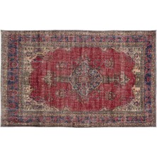 Kırmızı Göbekli Yün Modern Desenli Yün Hav Toz Vermez Leke Tutmayan Salon Yolluk Mutfak El Dokuma Halı