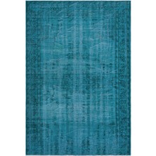 Hali.Net 196x281 cm Gri Turkuaz Soyut Vintage Geometrik Ve Sınır Desenli Halı | Salon Yatak Odası Halısı | Hav Vermez | UNİQUE-28989