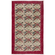 Hali.Net 174x305 cm Çok Renkli Bej Çiçek Demeti Vintage Çiçekli Halı | Salon Yatak Odası Halısı | Hav Vermez | UNİQUE-3968