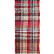 Hali.Net 70x150 cm Turuncu Kırmızı Geometrik Bohem Ekose Halı | Salon Mutfak Halısı | Hav Vermez | UNİQUE-37047