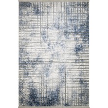 Hali.Net 80x150 cm Mavi Beyaz Çizgili Modern Soyut Halı | Salon Mutfak Halısı | Hav Vermez Leke Tutmaz | ARTEX-5854A