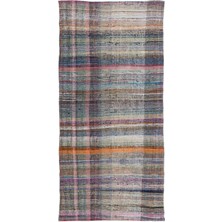 Hali.Net 151x316 cm Bej Çok Renkli Bohem Şeritli Halı | Salon Yatak Odası Halısı | Hav Vermez | UNİQUE-32122