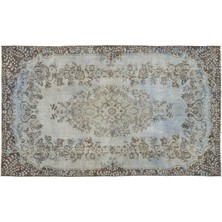 Hali.Net 171x291 cm Gri Açık Mavi Çiçekli Vintage Geleneksel Halı | Salon Halısı | Hav Vermez | UNİQUE-10837