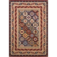 Bespoky 85x143 cm Bordo Demirci Modern Etnik Yıkanabilir Yün Halı | Mutfak Balkon Yatak Odası Halısı | Leke Tutmayan Kaymaz