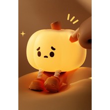 Çocuk Bebek Odası Balkabağı Gece Lambası LED Işıklı Sevimli Figürlü Dokunmatik Silikon Pet Şarjlı