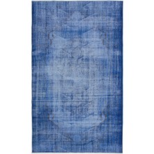 Hali.Net 163x270 cm Çok Renkli Mavi Soyut Vintage Eskitme Desenli Halı | Salon Yatak Odası Halısı | Hav Vermez | UNİQUE-18484
