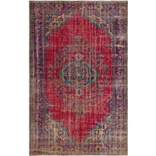 Teselya Yeşil Patchwork Yün Modern Desenli Yün Hav Toz Vermez Leke Tutmayan Salon Yolluk Mutfak El Dokuma Halı