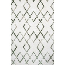 Hali.Net 80x150 cm Krem Yeşil Baklava Modern Geometrik Yıkanabilir Halı | Salon Mutfak Halısı | Leke Tutmaz Hipoalerjenik | CREA_ROYAL-14902