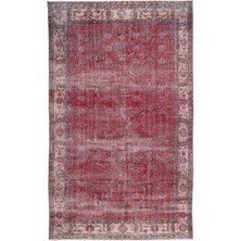 Kavala Kırmızı Göbekli Yün Modern Desenli Yün Hav Toz Vermez Leke Tutmayan Salon Yolluk Mutfak El Dokuma Halı