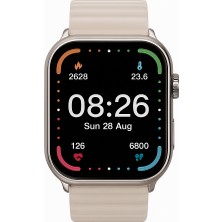 Bluetooth Aramalı Akıllı Saat Krem Sesli Asistan Arama  Zamanlayıcı Alarm Hava Durumu Uyku Takibi