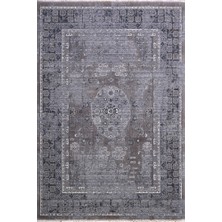 Bespoky 85x143 cm Gri Demirci Klasik Yıkanabilir Yün Halı | Mutfak Balkon Yatak Odası Halısı | Leke Tutmayan Kaymaz