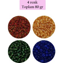 Marsilyan Dökme Cam Kum Boncuk (8/0) 3 mm - 4 Renk - Toplam 80 Gram - BNC424