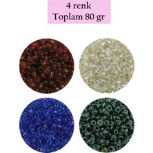 Marsilyan Dökme Cam Kum Boncuk (8/0) 3 mm - 4 Renk - Toplam 80 Gram - BNC420