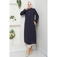 Günay Karaca Yazlık Kadın Tesettür Yarım Pardesü Ferace Kap Giyçık 4915K